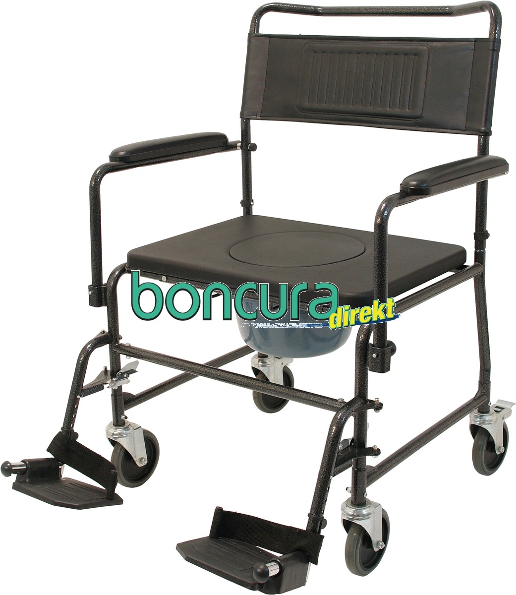 Toilettenstuhl Fahrbar XXL mit 2 feststellbaren Rollen, belastbar bis 200 kg