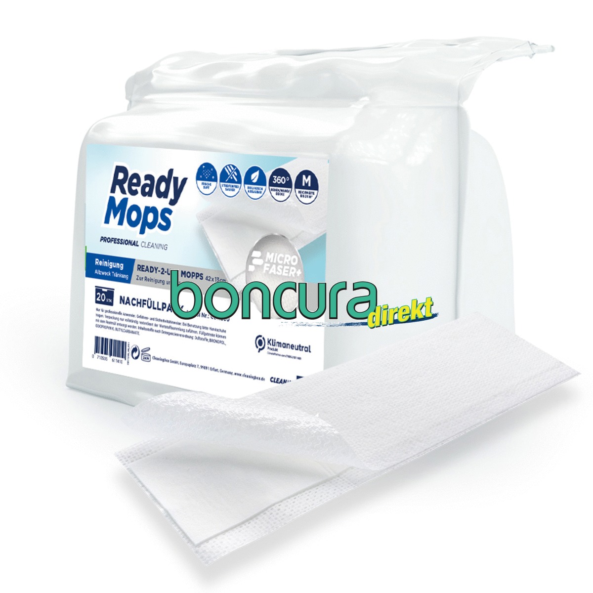 Einweg-Reinigungs-Mopps vorgetränkt, 42 x 13 cm ReadyMops M, Reichweite 20 m²