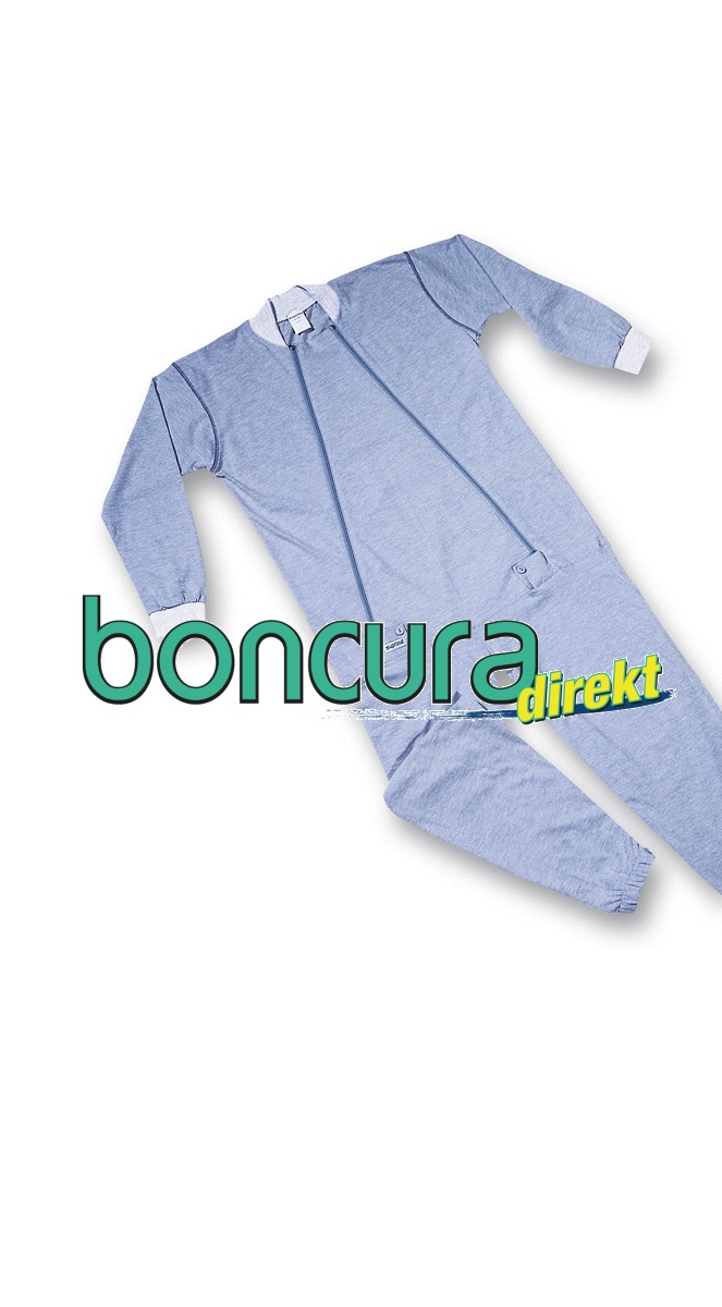 Pflegeoverall für Demenzkranke, Arm- & Beinlang Mit Front- & Beinreißverschluss, Farbe: Jeans