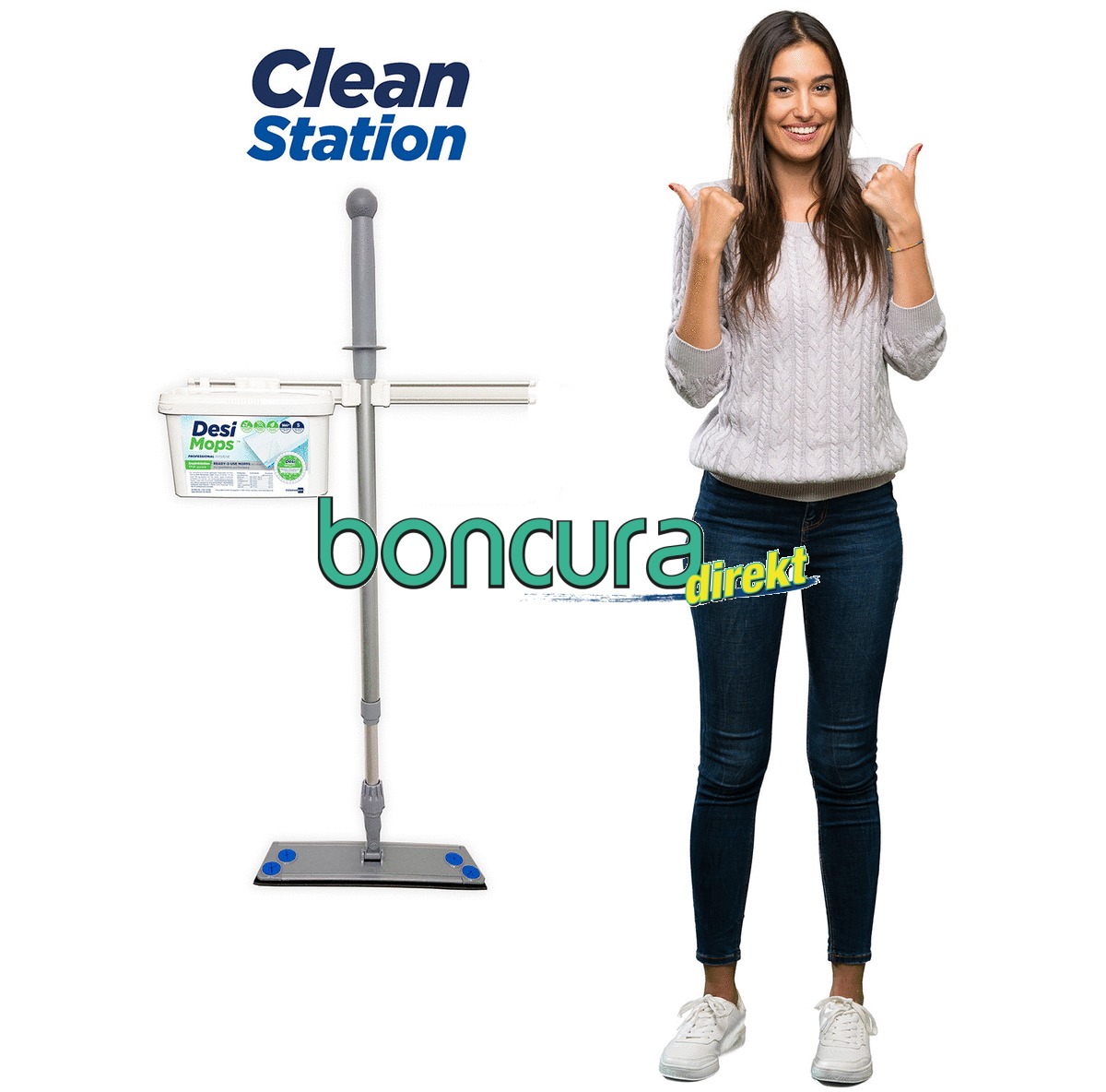 CleanStation 54 cm mit 1 x Moppstiel-Halter und 1 x Boxenhalter