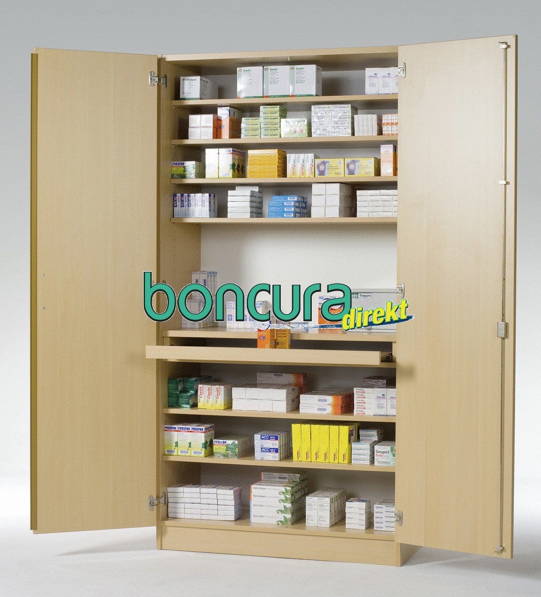 Medikamentenschrank, boni 3 Mit Opiatefach nach VDMA 24992, Ohne Stationsboxen