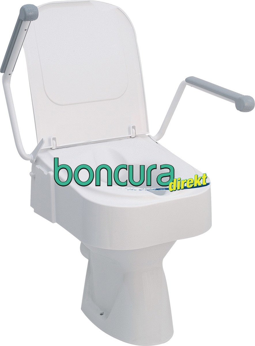 Toilettensitzerhöhung XXL mit Armlehnen dreifach höhenverstellbar, bis 150 kg belastbar