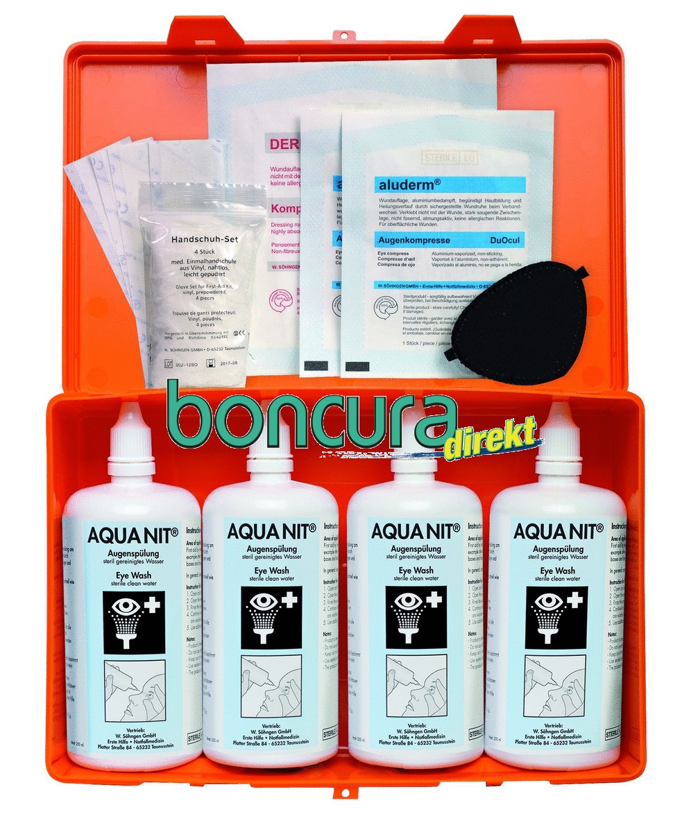 Augenspülung - Sterilwasser AQUA NIT, Sofort-Set für Augenverletzungen