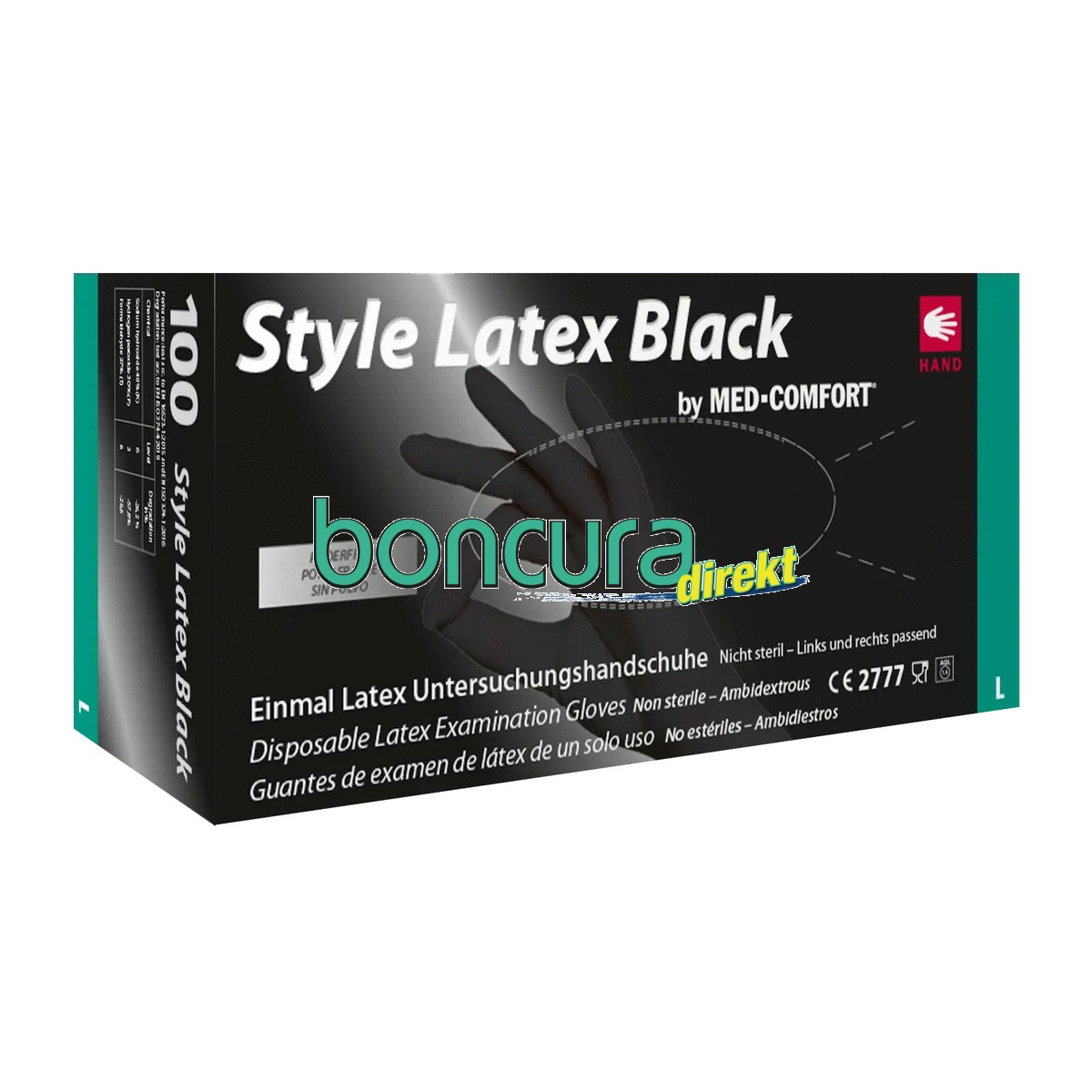 Einmalhandschuhe Latex, puderfrei STYLE BLACK
