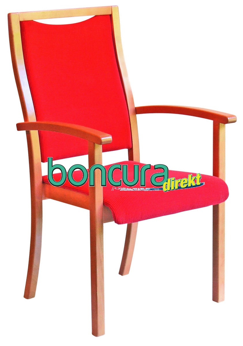 Armlehnenstuhl mit hoher Lehne, Modell: Mona XP Sitz und Rücken: Gepolstert. Mit Griffmulde