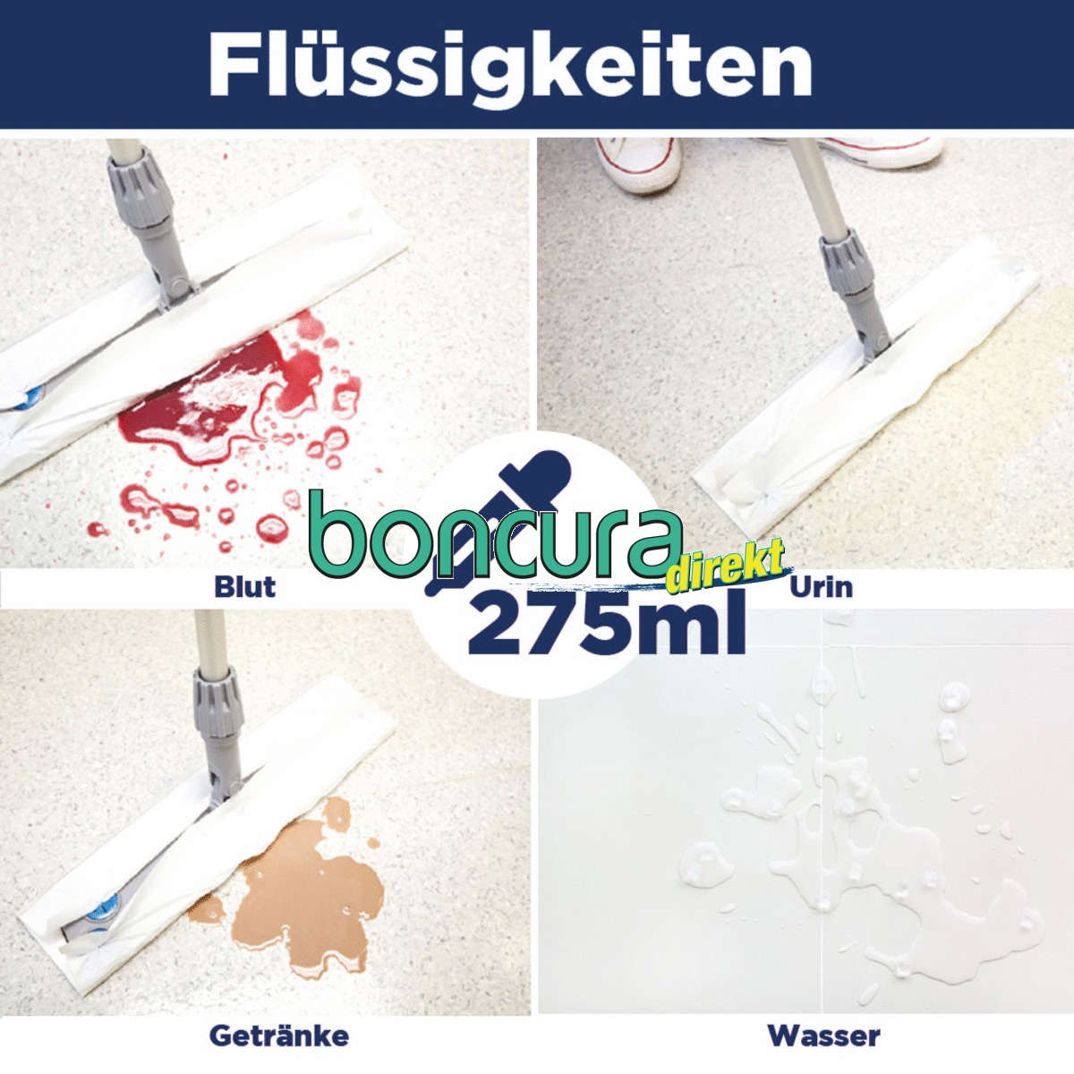 Einweg-Aufsaug-Mopps, 42 x 13 cm Aufsaugvolumen bis 275 ml