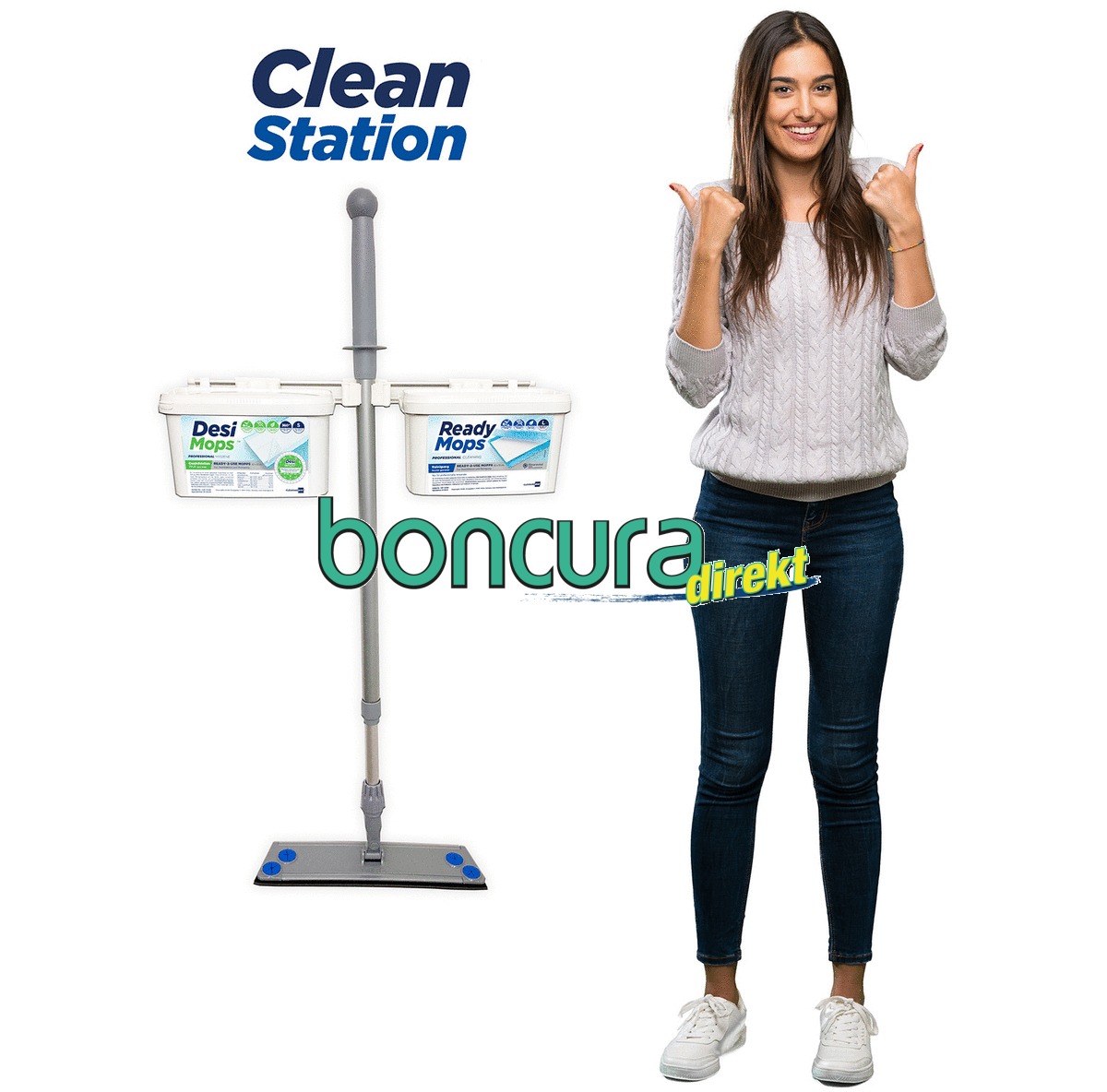 CleanStation 54 cm mit 1 x Moppstiel-Halter und 2 x Boxenhalter