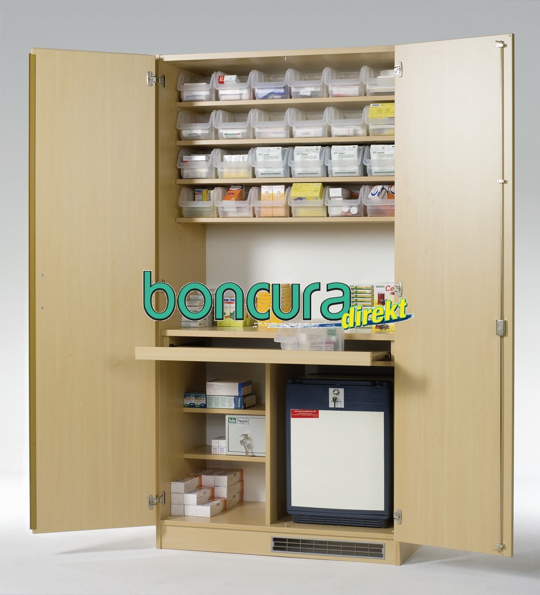 Medikamentenschrank, boni 2 Mit MediKühlschrank und Opiatefach nach VDMA 24992