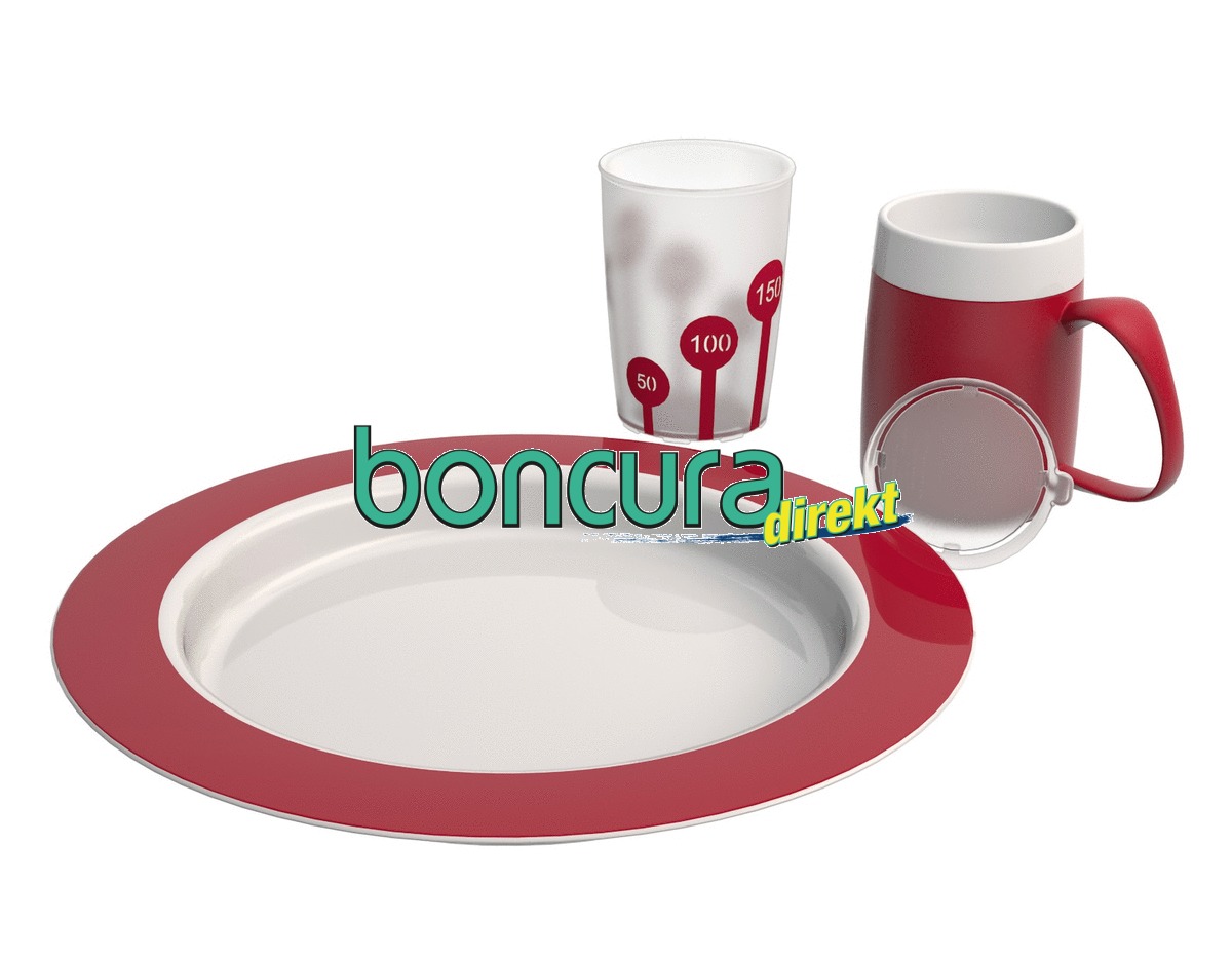 Geschirr-Set "Demenz" 4-teilig, Rot