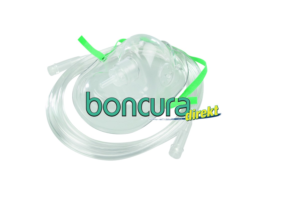 Sauerstoffmaske für Erwachsene mit Nasenclip und Sicherheitsschlauch 2 mtr.