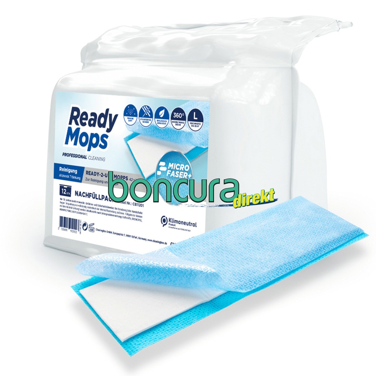 Einweg-Reinigungs-Mopps vorgetränkt, 42 x 13 cm ReadyMops L, Reichweite 35 m²